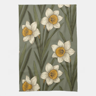 Linge De Cuisine Motif botanique moderne de jonquille (2)