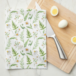 Linge De Cuisine Motif botanique rustique de fleur de camomille