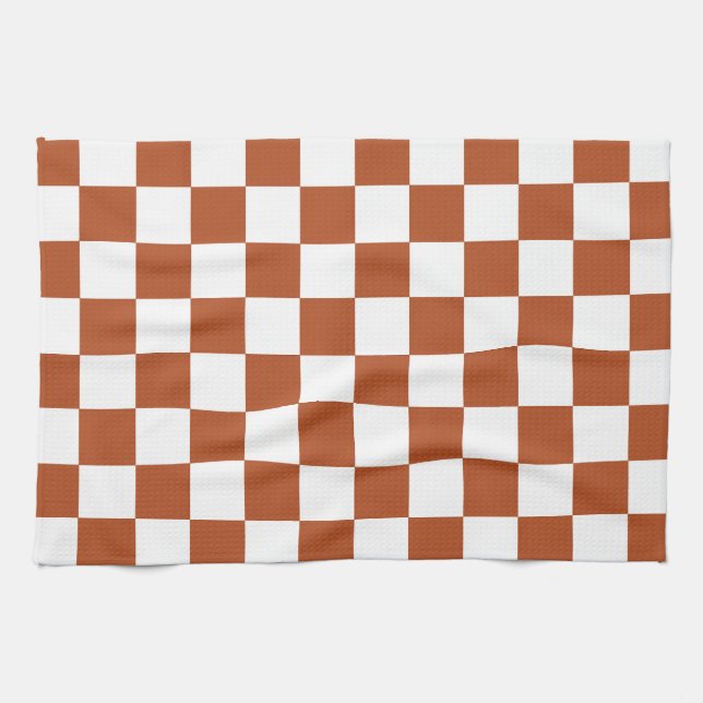 Linge De Cuisine Motif Brown blanc À damiers chèque (Horizontal)