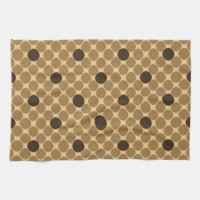Linge De Cuisine Motif Brun Géométrique avec Cercles (Horizontal)