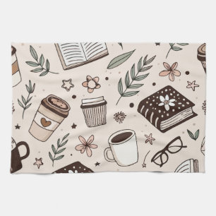 Linge De Cuisine Motif Café Cosy & Livre Esthétique Neutre