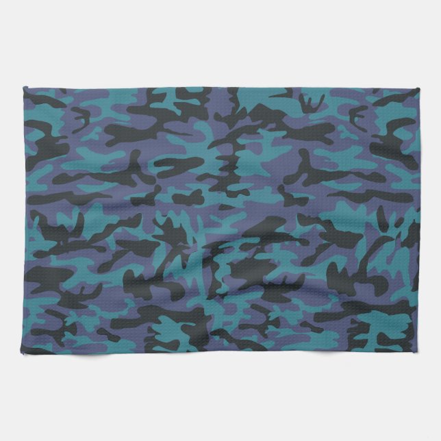 Linge De Cuisine Motif camo bleu (Horizontal)