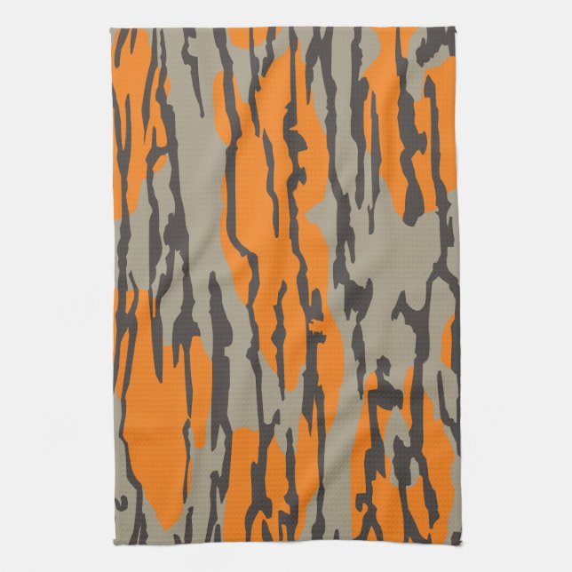 Linge De Cuisine Motif Camo Orange Bottomland (Vertical)