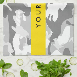 Linge De Cuisine Motif camouflage gris neige d'hiver Personnalisez 