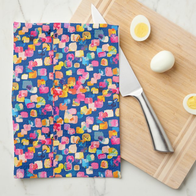 Linge De Cuisine Motif Carré Abstrait moderne (Quart Plié)
