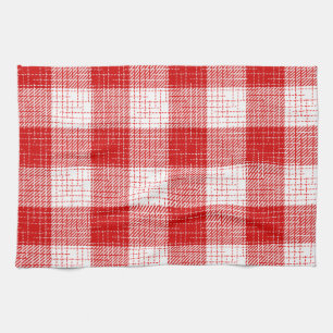 Linge De Cuisine Motif carreaux à carreaux rouges et blancs gras