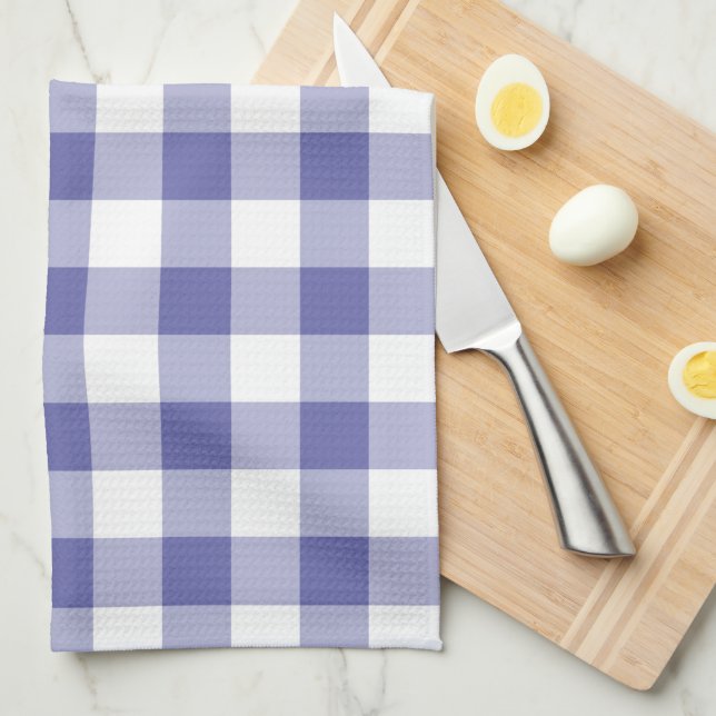 Linge De Cuisine Motif carreaux gingham bleu pervenche tendance (Quart Plié)