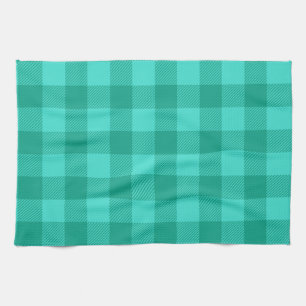 Linge De Cuisine Motif carreaux gingham sarcelle et turquoise