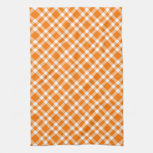 Linge De Cuisine Motif carreaux orange blanc