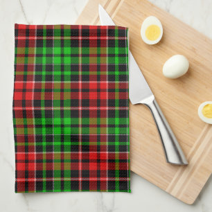 Linge De Cuisine Motif carreaux tartan noir rouge vert