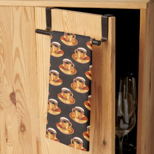Linge De Cuisine Motif carrelé au café liquide
