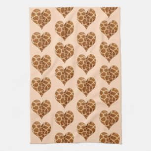 Linge De Cuisine Motif Carrelé Coeurs Giraffic
