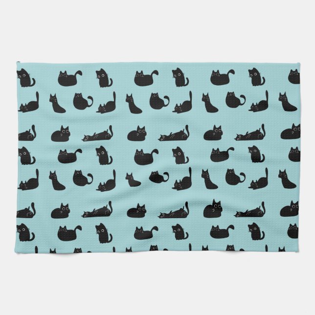 Linge De Cuisine Motif Chats Noirs (Horizontal)
