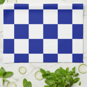 Linge De Cuisine Motif Checkered de bleu et blanc royal