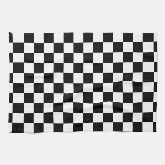 Linge De Cuisine Motif checkered noir et blanc (Horizontal)