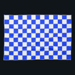 Linge De Cuisine Motif chèque À damiers blanc bleu<br><div class="desc">Bleu et blanc À damiers Carré géométrique Conception Motif</div>