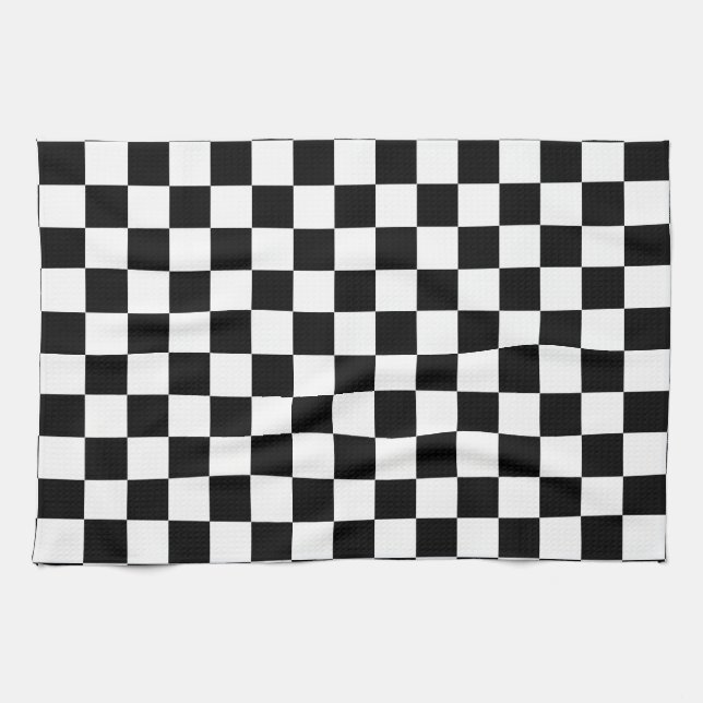 Linge De Cuisine Motif chèque À damiers noir blanc (Horizontal)