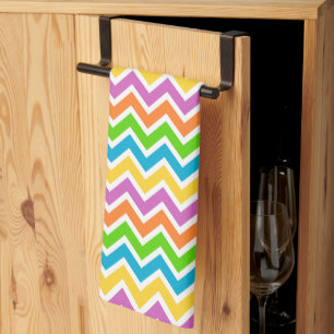 Linge De Cuisine Motif chevron arc-en-ciel coloré vif