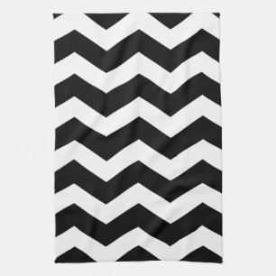 Linge De Cuisine Motif Chevron noir et blanc