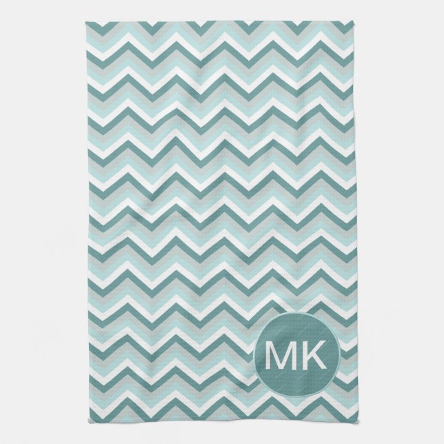 Linge De Cuisine Motif Chevron ZigZag dans Mint Green - Customisé (Vertical)