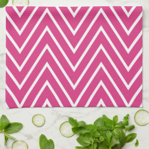 Linge De Cuisine Motif Chevrons rose chaud {choisissez votre couleu