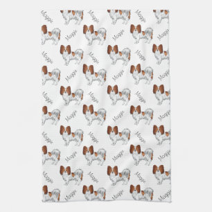 Linge De Cuisine Motif Chien Rouge Et Blanc Papillon Avec Nom