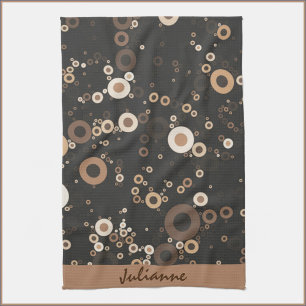 Linge De Cuisine Motif circulaire Brown et beige rétro