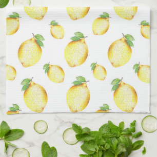 Linge De Cuisine Motif citron aquarelle