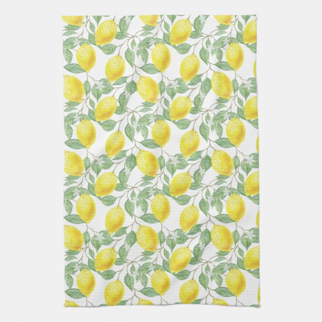 Linge De Cuisine Motif Citron et Feuilles (Vertical)