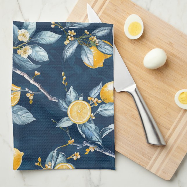 Linge De Cuisine Motif Citron Pays Français  (Quart Plié)