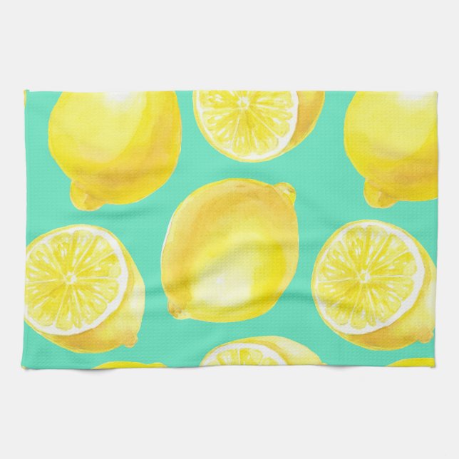 Linge De Cuisine Motif citrons aquarelle (Horizontal)