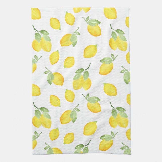 Linge De Cuisine Motif citrons aquarelles (Vertical)