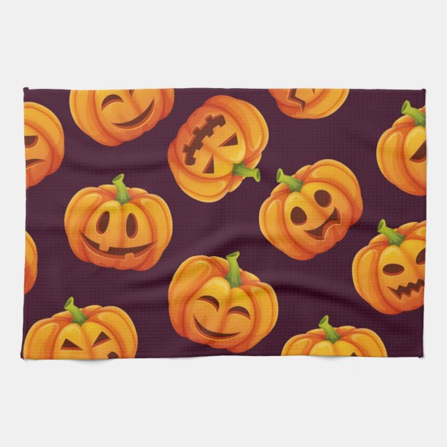 Linge De Cuisine motif citrouille (Horizontal)