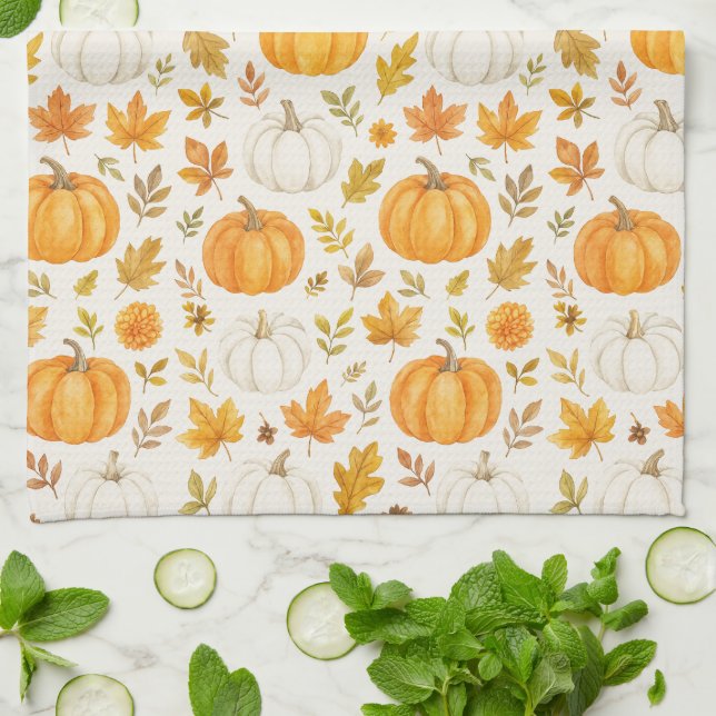 Linge De Cuisine Motif Citrouille mignon | Thanksgiving (Plié)