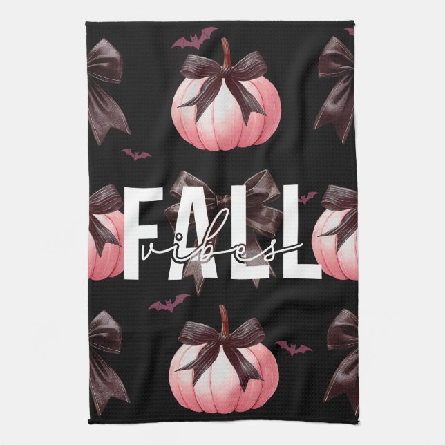 Linge De Cuisine Motif Citrouille rose automne (Vertical)