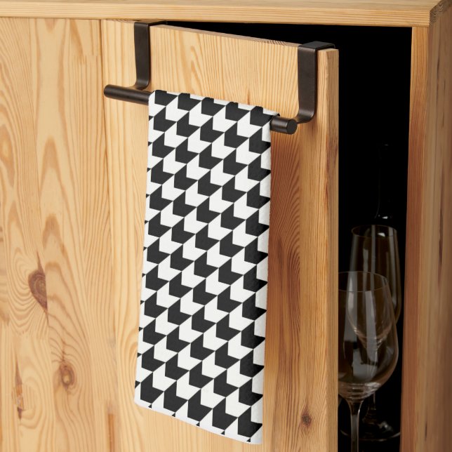 Linge De Cuisine Motif classique noir en houndstooth (Pliage en tiers)