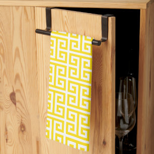 Linge De Cuisine Motif clé grec jaune doré