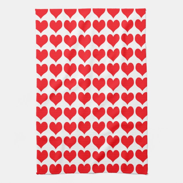 Linge De Cuisine Motif coeurs blancs rouges (Vertical)