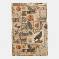 Motif Collage d'automne vintage | Ephémère rustiqu