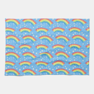 Linge De Cuisine Motif coloré arc-en-ciel et flocon de neige