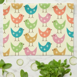 Linge De Cuisine Motif coloré d'oiseaux atomiques de style moderne