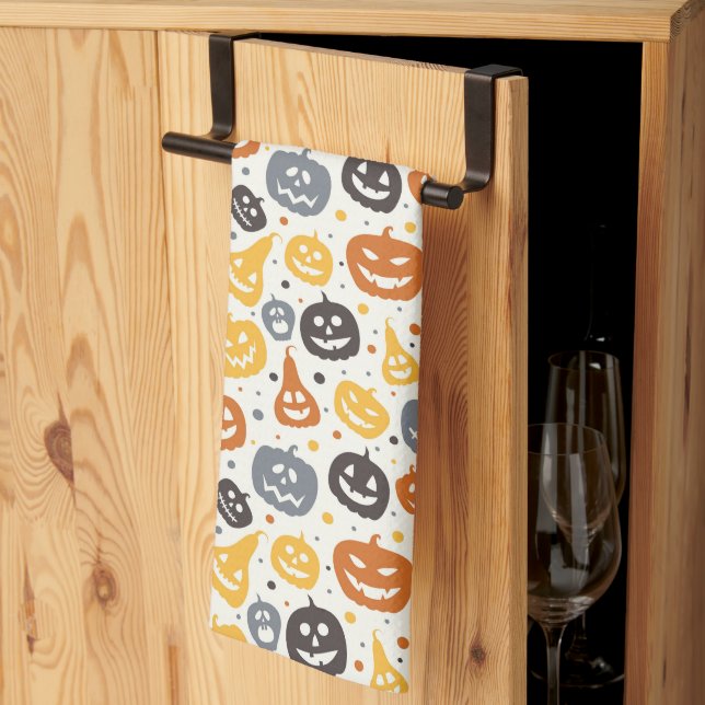 Linge De Cuisine Motif coloré Jack-O'-Lantern (Pliage en tiers)