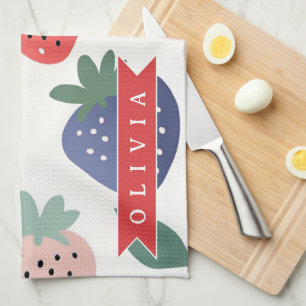 Linge De Cuisine Motif Coloré Personnalisé de Fraise d'Été