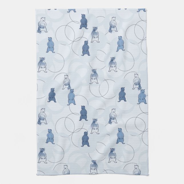 Linge De Cuisine motif comportant un ours gris (Vertical)