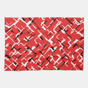 Linge De Cuisine Motif Cool noir rouge