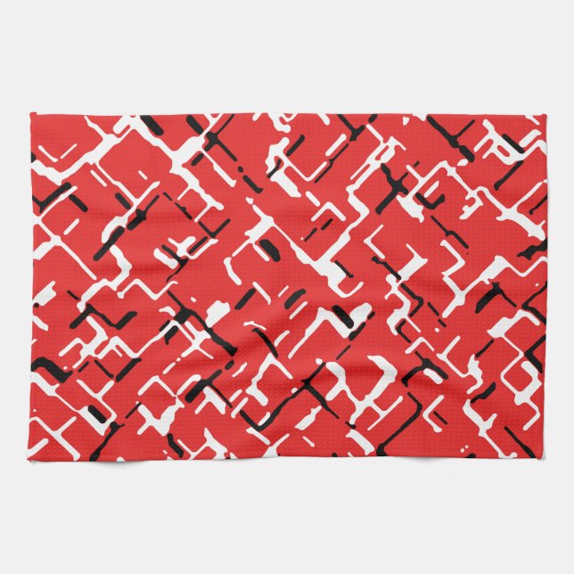 Linge De Cuisine Motif Cool noir rouge (Horizontal)