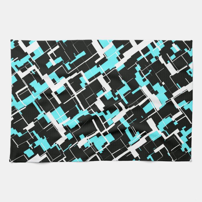 Linge De Cuisine Motif cool tendance noir blanc bleu (Horizontal)