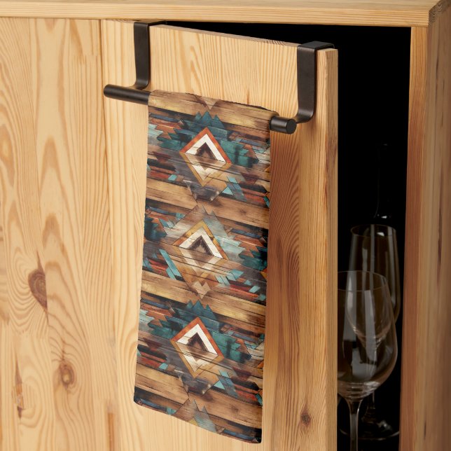 Linge De Cuisine motif cool Western en faux bois (Pliage en tiers)