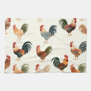 Linge De Cuisine Motif Coq Vintage Style Ferme Ancienne