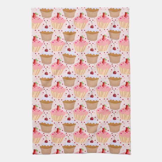 Linge De Cuisine Motif Cupcake rose (Vertical)